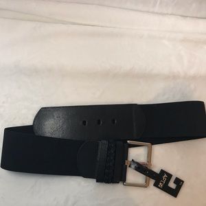 Apt 9 Black stretchy belt with silver buckle New